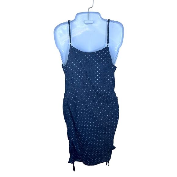 J.O.A. Just One Answer Navy Polkadot Convertible Dress Adjustable Side Ruched S - Picture 11 of 12